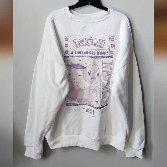 Pokemon x Skinny Dip Eevee Sweatshirt #133 Size Large White / Purple - Picture 1 of 6